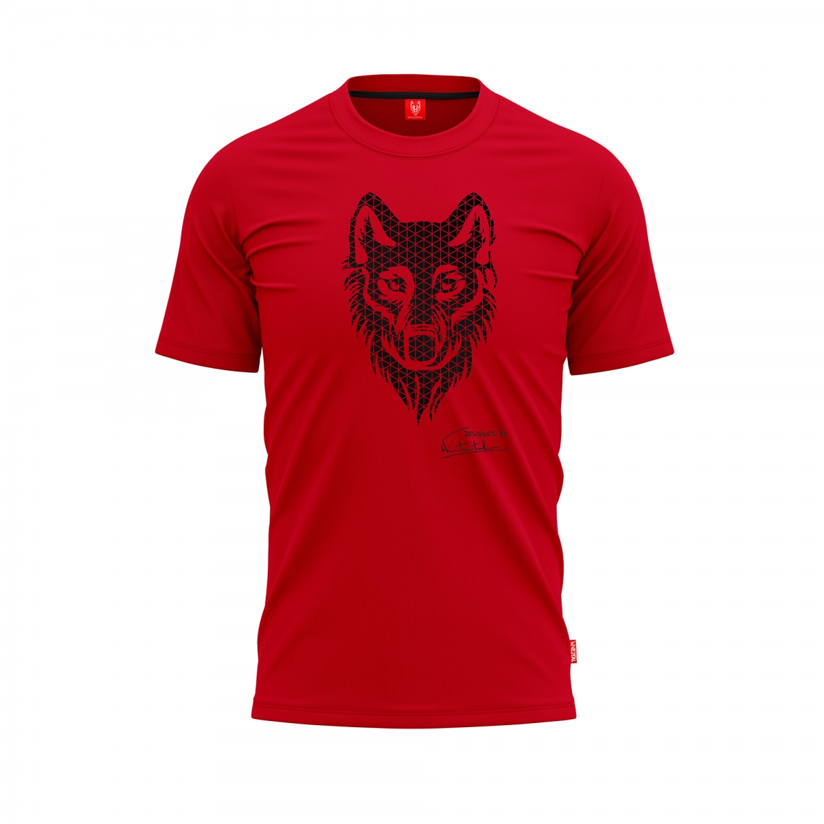 WOLF BLACK METALLIC RED | Men's T-shirt with a bicycle